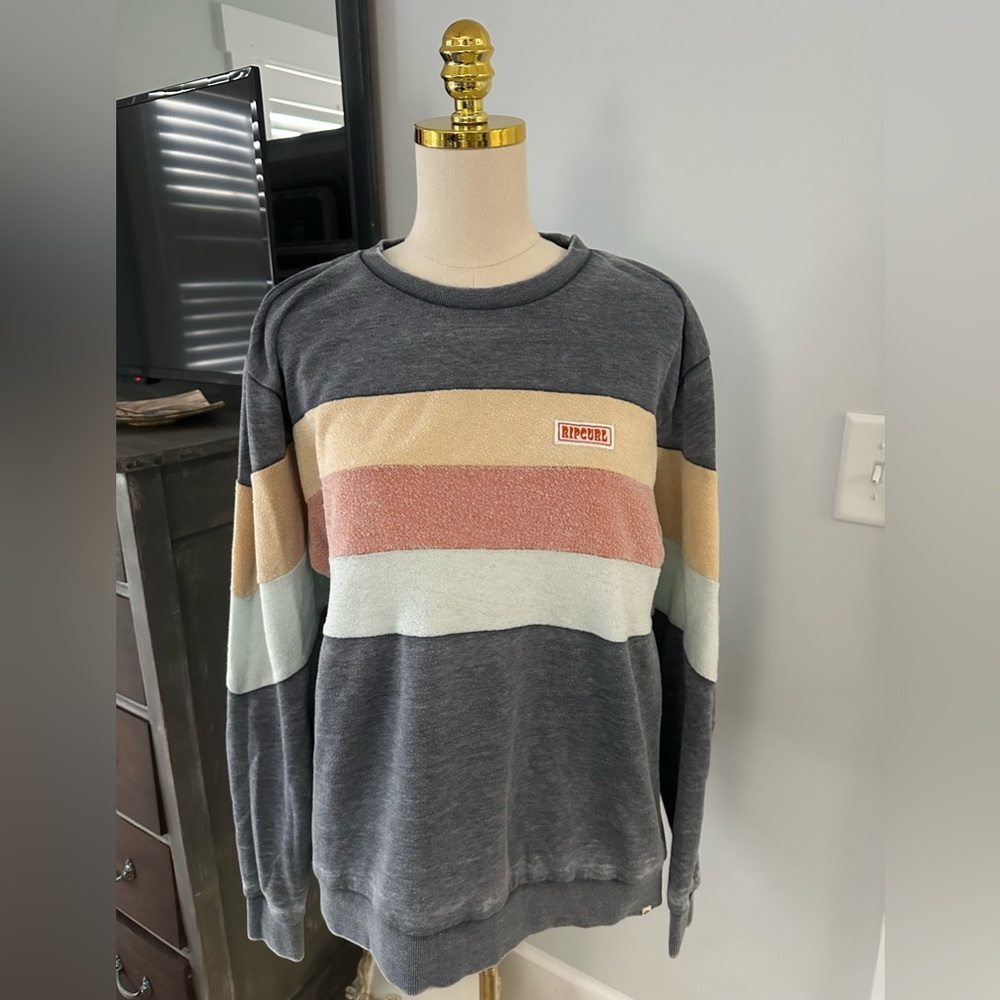Rip Curl Womens Vintage Wash Grey Crewneck Sweatshirt Size Medium